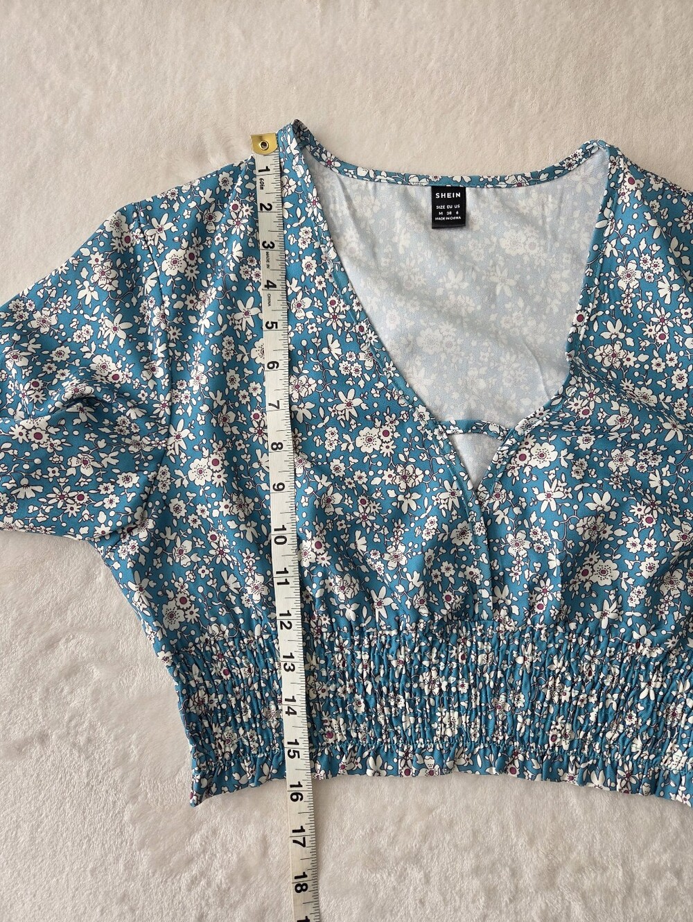 Shein Teal Floral Two-Piece Crop Top & Shorts Set Size Medium - Picture 12 of 12